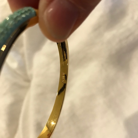 J Crew Gold/Aqua Crystal Bangle - Picture 4 of 4